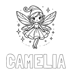 Online Created Coloring Page - CAMÉLIA Coloring Page and Children's Coloring Page of a Wonderful Fairy