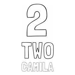 Online Created Coloring Page - CAMILA Coloring Page and Coloring of the Number Two (2) with the Written Name