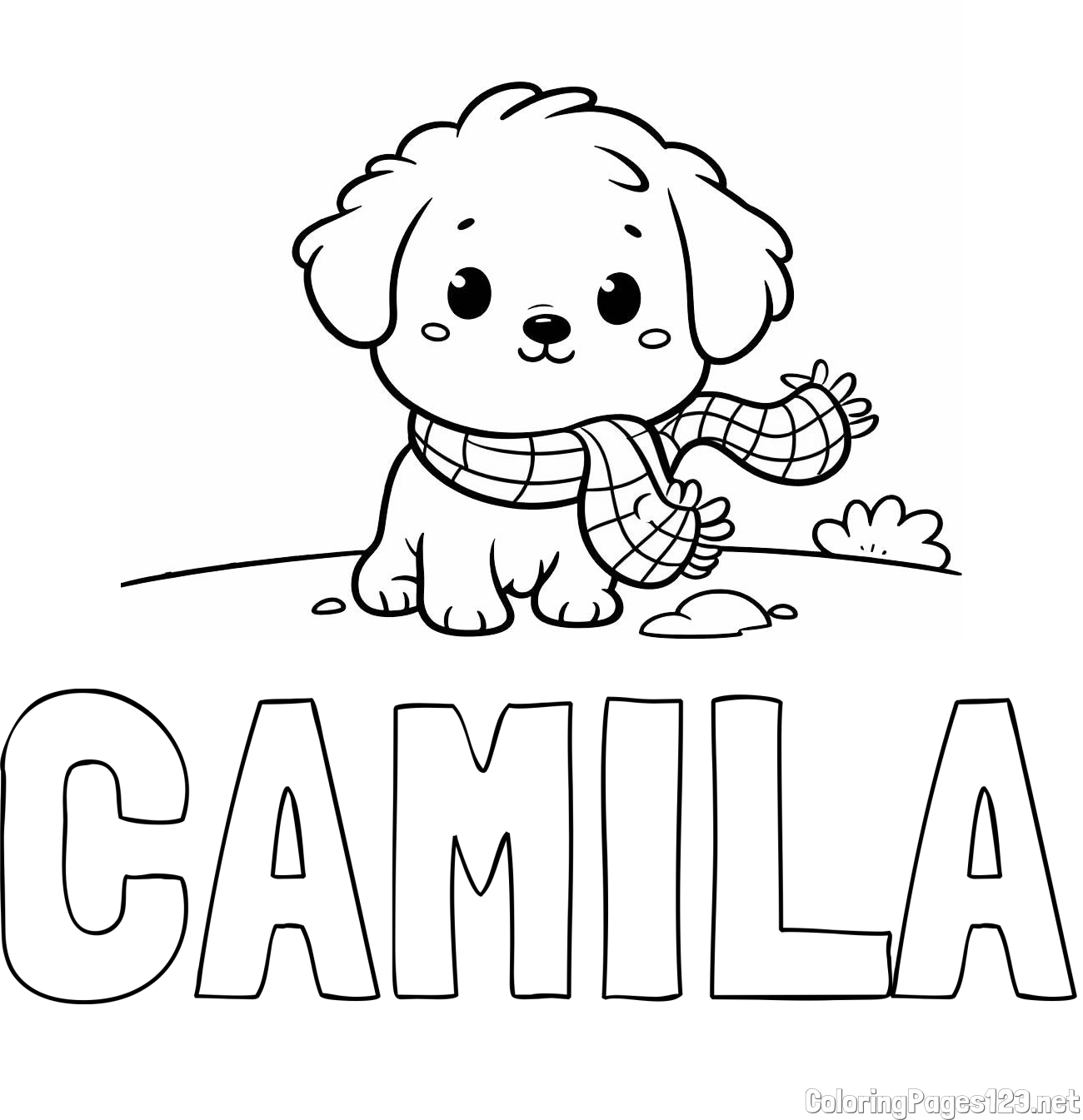 CAMILA Coloring Page and Coloring Page of an Adorable Puppy