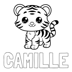 Online Created Coloring Page - CAMILLE Coloring Page alongside Cute Tiger Cub Coloring Page