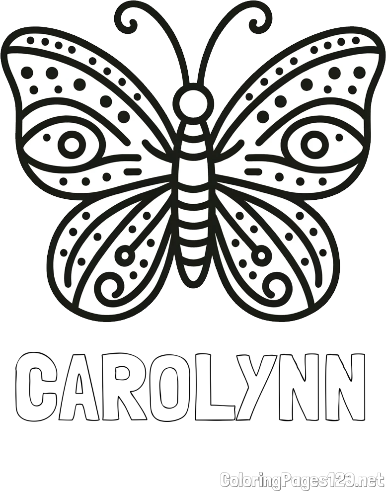 CAROLYNN Coloring Page and Butterfly Coloring Page (Simple)