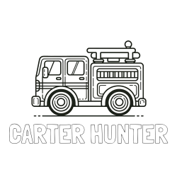 Online Created Coloring Page - CARTER HUNTER Coloring Page and Easy Kids Coloring Page of a Fire Truck