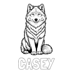 Online Created Coloring Page - CASEY Coloring Page and Beautiful Wolf Coloring Page