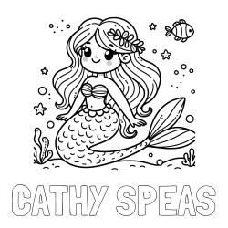 Online Created Coloring Page - CATHY SPEAS Coloring Page and Coloring Page of a Cute Mermaid in the Sea