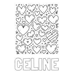 Online Created Coloring Page - CELINE Coloring Page and Children's Coloring Page of Many Hearts