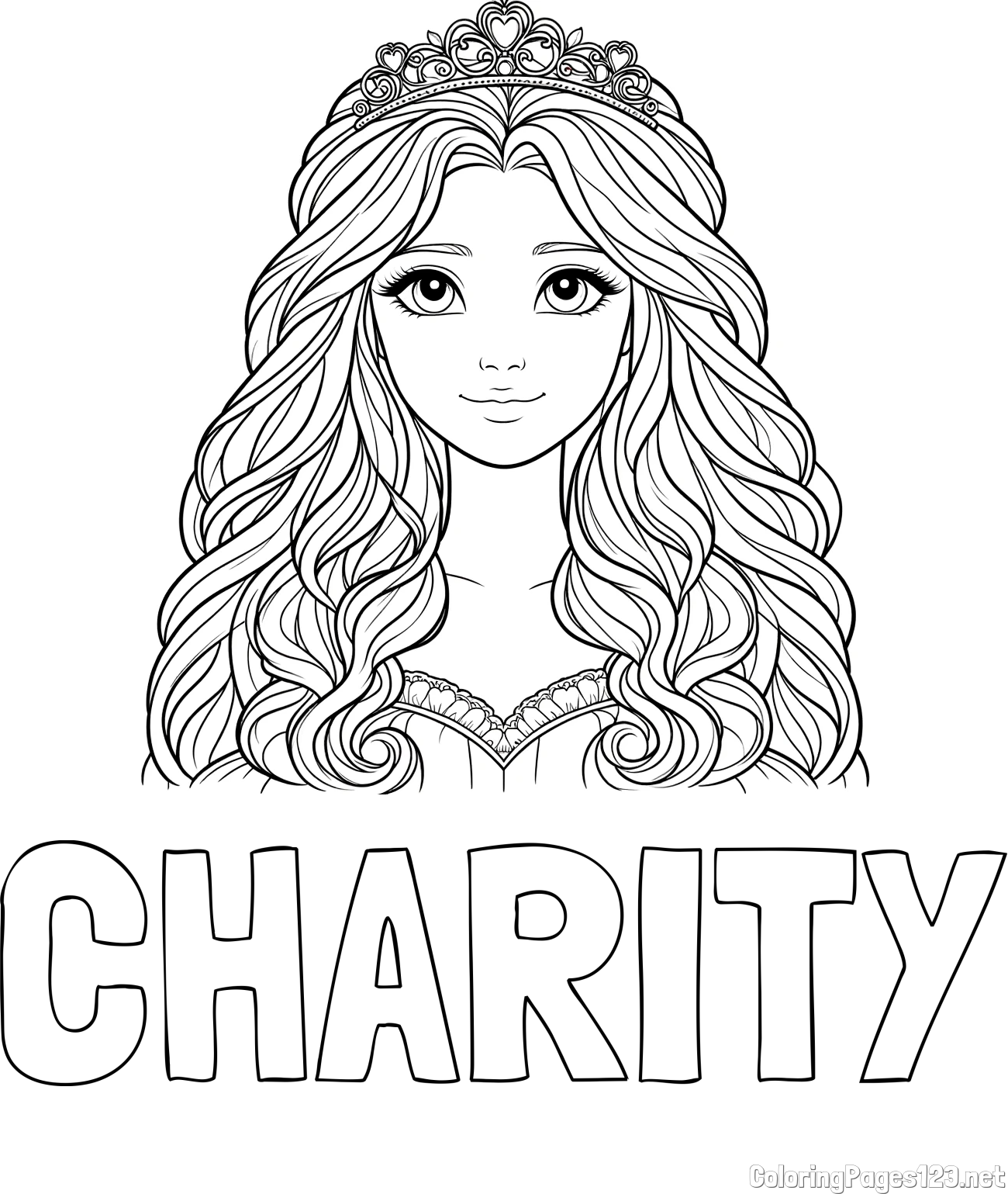 CHARITY Coloring Page and Princess Coloring Page