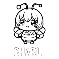 Online Created Coloring Page - CHARLI Coloring Page and Anime-Style Bee Coloring Page