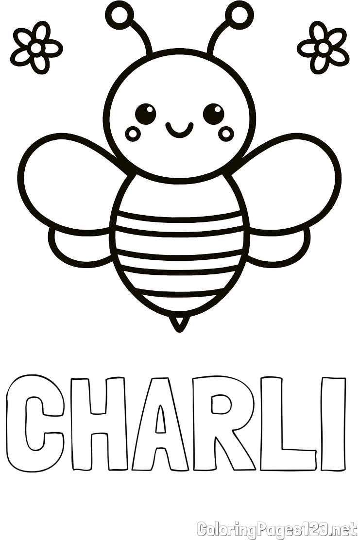 CHARLI Coloring Page and Children's Bee Coloring Page