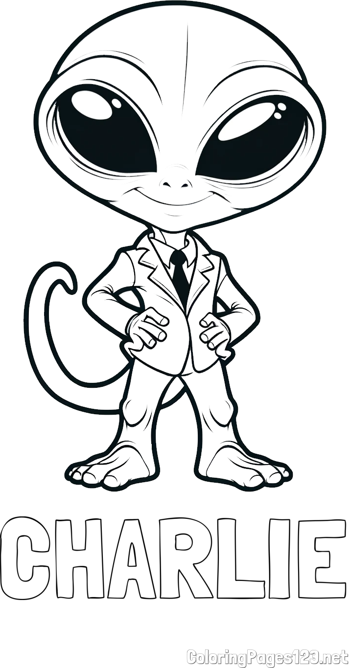 CHARLIE Coloring Page and Alien Coloring Page