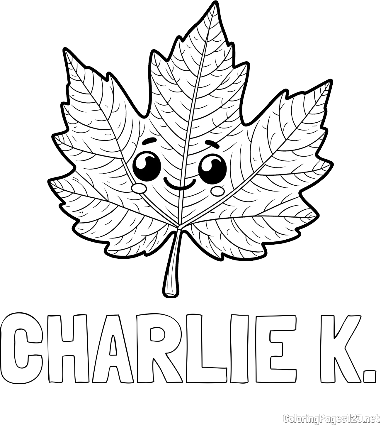 CHARLIE K. Coloring Page and Smiling Leaf Coloring Page for Kids