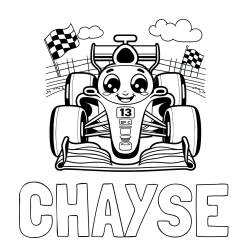 Online Created Coloring Page - CHAYSE Coloring Page and Children's Coloring Page of a Smiling Formula One Car