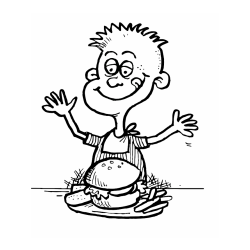 Child Eating a Hamburger Coloring Page -