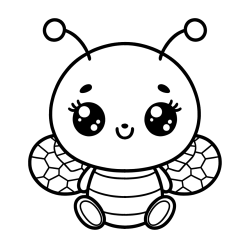 Children's Coloring Page of a Cute Bee