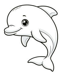 Children's Coloring Book of a Cute Dolphin