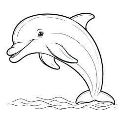 Children's Coloring Page of a Smiling Dolphin Jumping