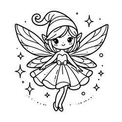 Children's Coloring Page of a Wonderful Fairy