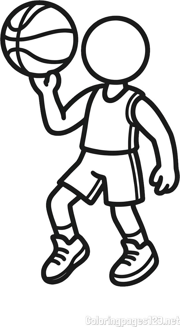 Children's Coloring Page of Basketball Player