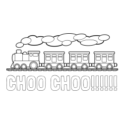 Online Created Coloring Page - CHOO CHOO!!!!!! Coloring Page and Kids’ Steam Locomotive Coloring Page