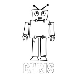 Online Created Coloring Page - CHRIS Coloring Page and Simple Robot Coloring Page