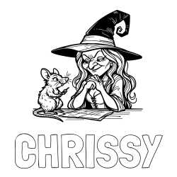 Online Created Coloring Page - CHRISSY Coloring Page and Coloring Page of an Evil Witch and a Rat