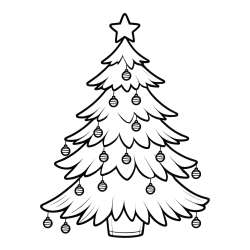 Christmas Tree with Star and Ornaments Coloring Page