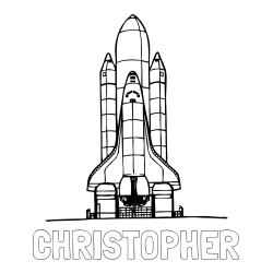 Online Created Coloring Page - CHRISTOPHER Coloring Page and Space Shuttle Coloring Page