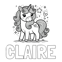 Online Created Coloring Page - CLAIRE Coloring Page and Cute Unicorn Coloring Page