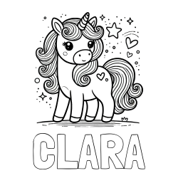 Online Created Coloring Page - CLARA Coloring Page alongside Cute Unicorn Coloring Page