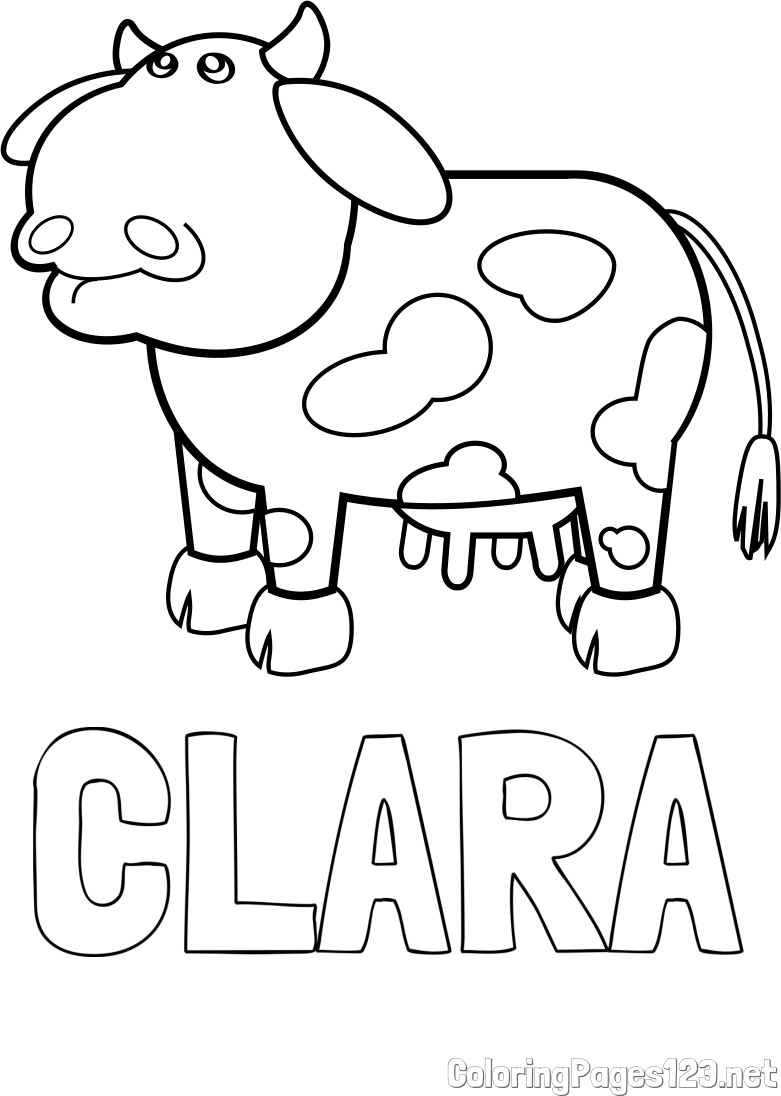 CLARA Coloring Page and Cute and Funny Cow Coloring Page