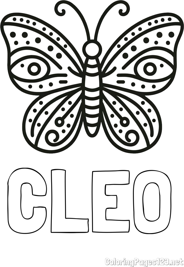CLEO Coloring Page and Butterfly Coloring Page (Simple)