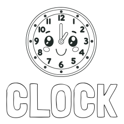 CLOCK Coloring Page and Smiling Clock Coloring Page