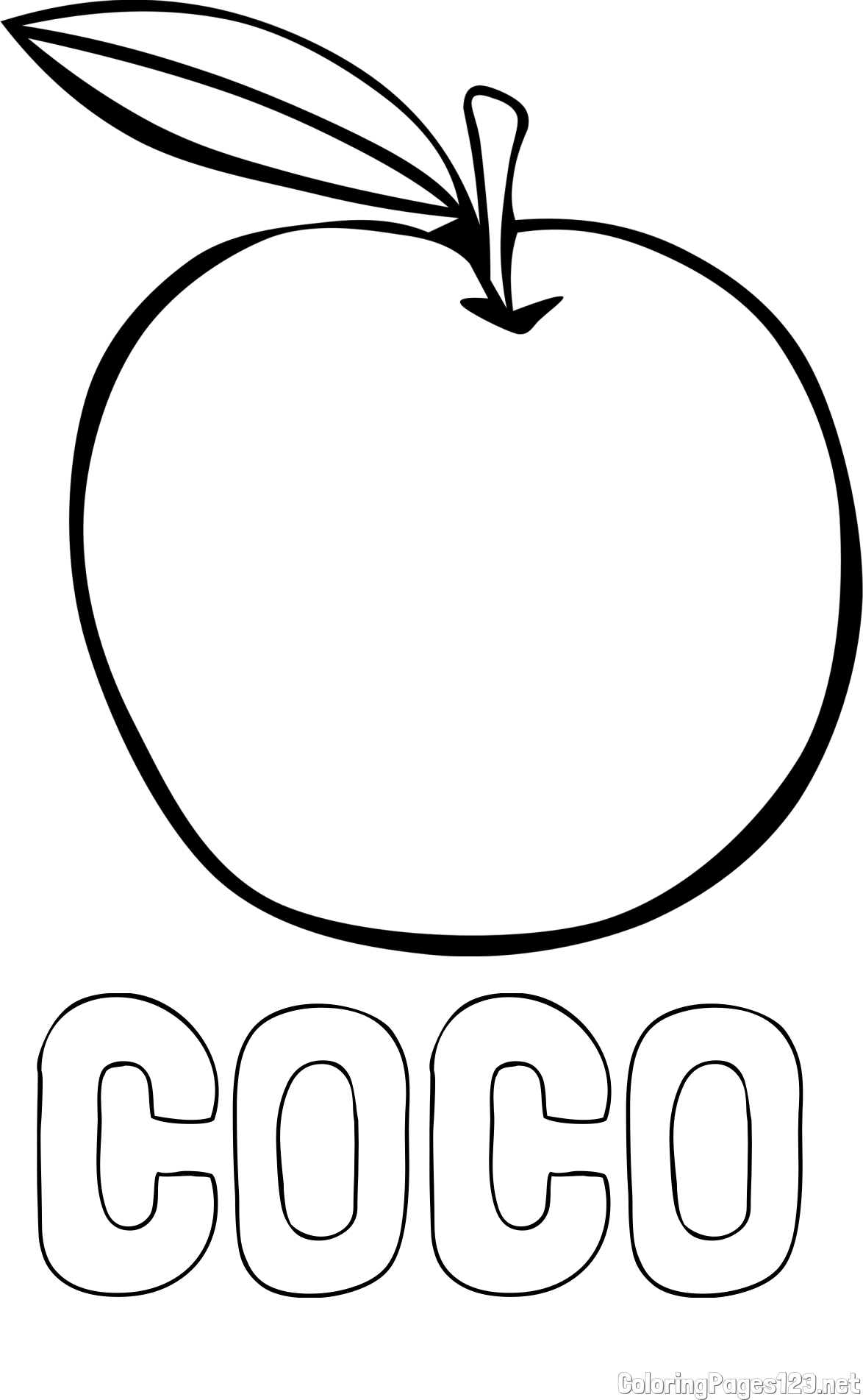 COCO Coloring Page and Simple Apple Coloring Page