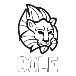 COLE Coloring Page and Abstract Lion Face Coloring Page