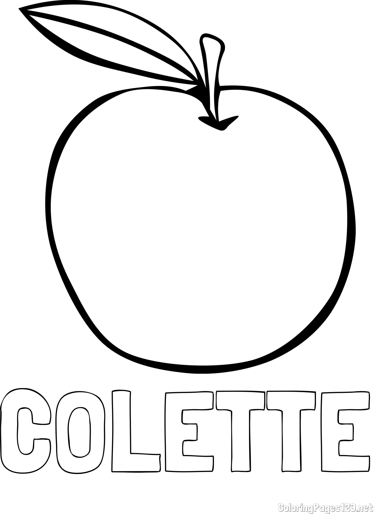 COLETTE Coloring Page and Simple Apple Coloring Page