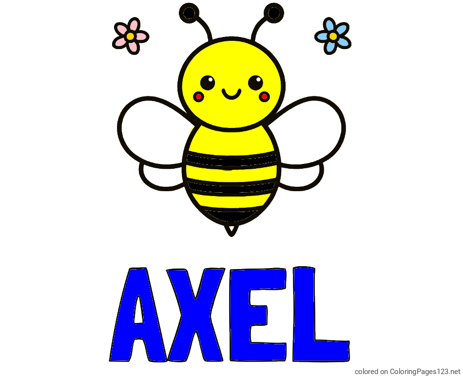 Colored coloring page - AXEL Coloring Page and Children's Bee Coloring Page