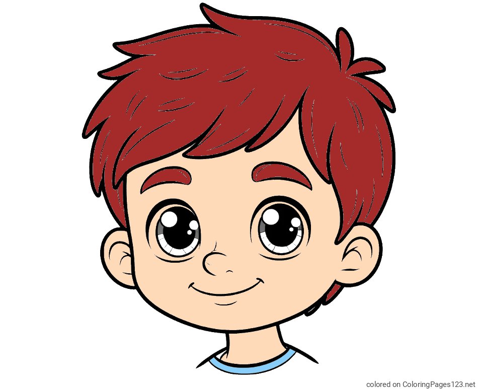 Colored coloring page - Boy Face Coloring Page