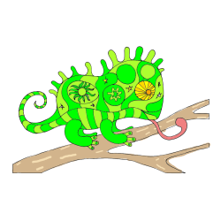 Pobarvana pobarvanka - Chameleon Mandala Coloring Page