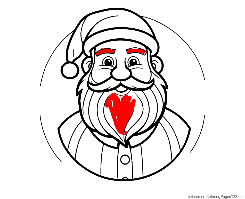 Colored coloring page - Cheerful Santa Claus Coloring Page for Kids