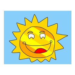 Pobarvana pobarvanka - Coloring Page of a Cute Smiling Sun
