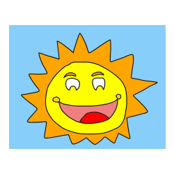 Pobarvana pobarvanka - Coloring Page of a Cute Smiling Sun
