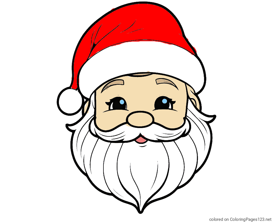Colored coloring page - Cute Santa Claus Head Coloring Page
