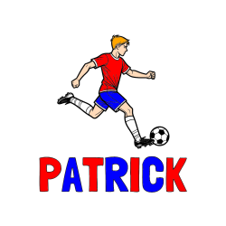 Pobarvana pobarvanka - PATRICK Coloring Page and Soccer Player in Action Coloring Page