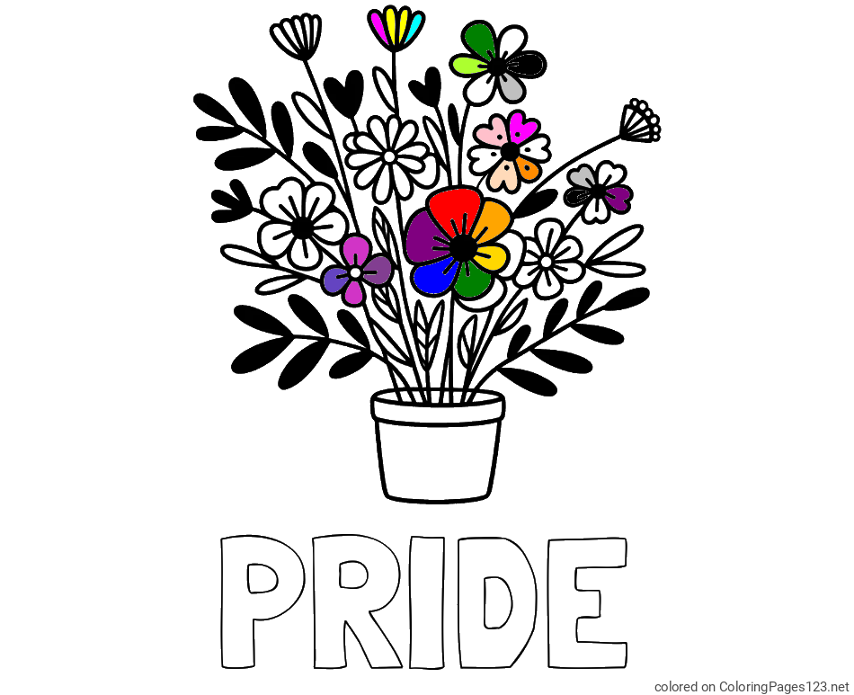 Colored coloring page - PRIDE Coloring Page and Easy Flower Bouquet Coloring Page