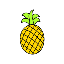 COLORED COLORING - Simple Pineapple Coloring Page