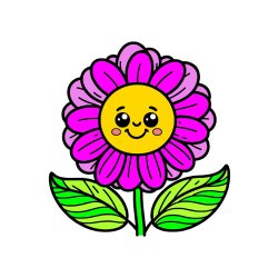 Pobarvana pobarvanka - Smiling Flower Coloring Page