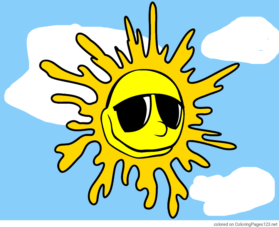Colored coloring page - Smiling Sun Coloring Page