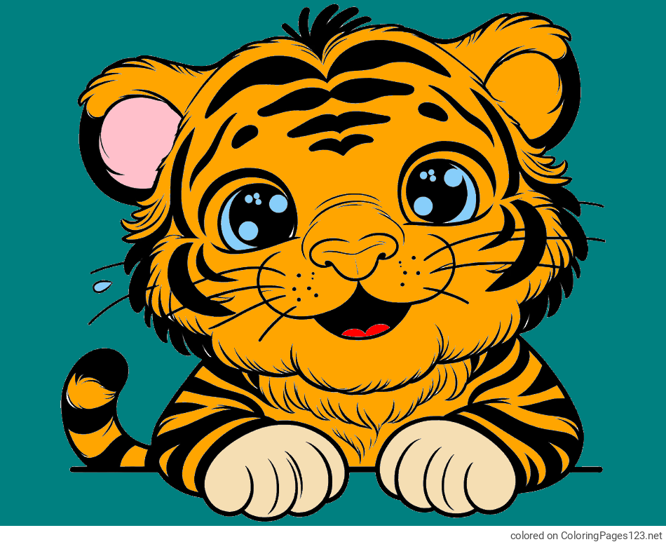Colored coloring page - Tiger Cub Coloring Page