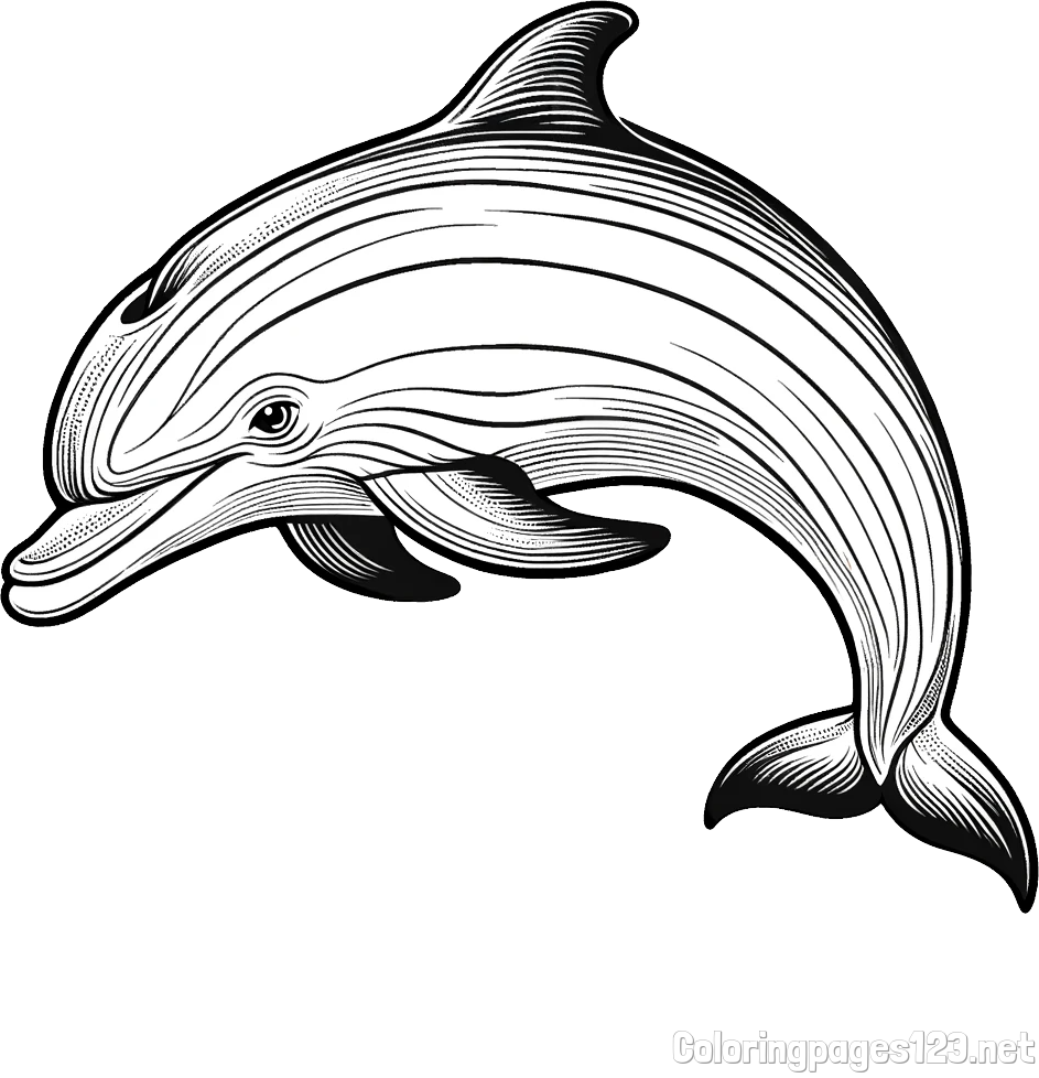 Coloring Page of a Beautiful Dolphin