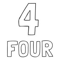 Coloring of the Number Four (4) with the Written Name