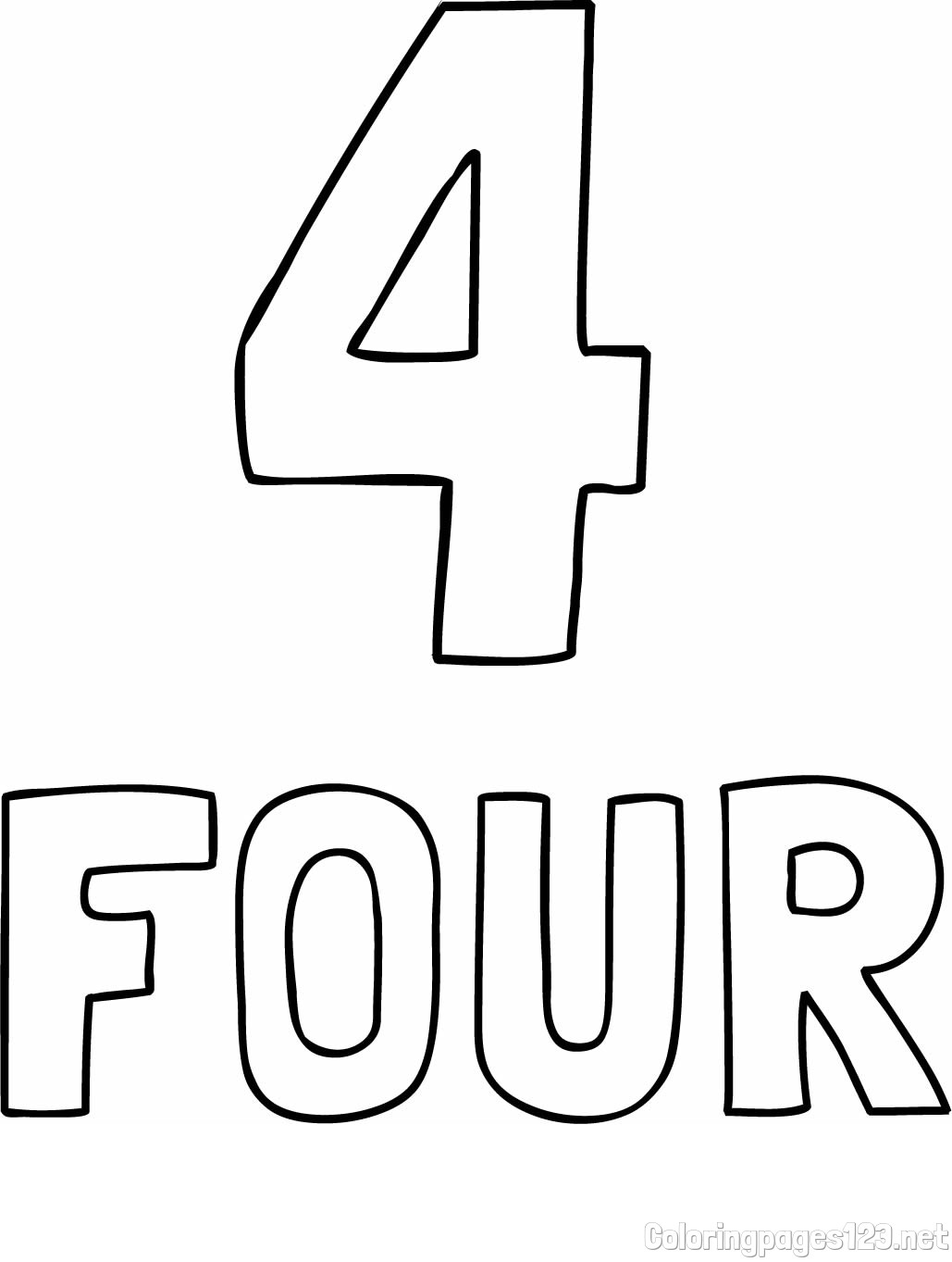 Coloring of the Number Four (4) with the Written Name